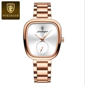 POEDAGAR 783 Waterproof Luminous Hands Ladies Watch Luxury Rose White