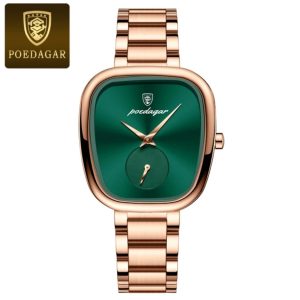 POEDAGAR 783 Waterproof Luminous Hands Ladies Watch Luxury Rose Green