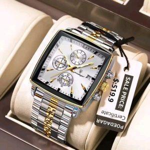 POEDAGAR 866 Luxury Square Business Man Wristwatch Waterproof