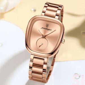 POEDAGAR 783 Waterproof Luminous Hands Ladies Watch Luxury Rose Gold