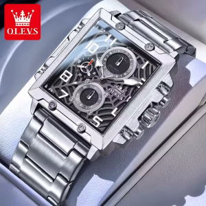 OLEVS 2958 Quartz Men's Watches Trendy Man Watch Waterproof Luminous Multifunctional Silver steel