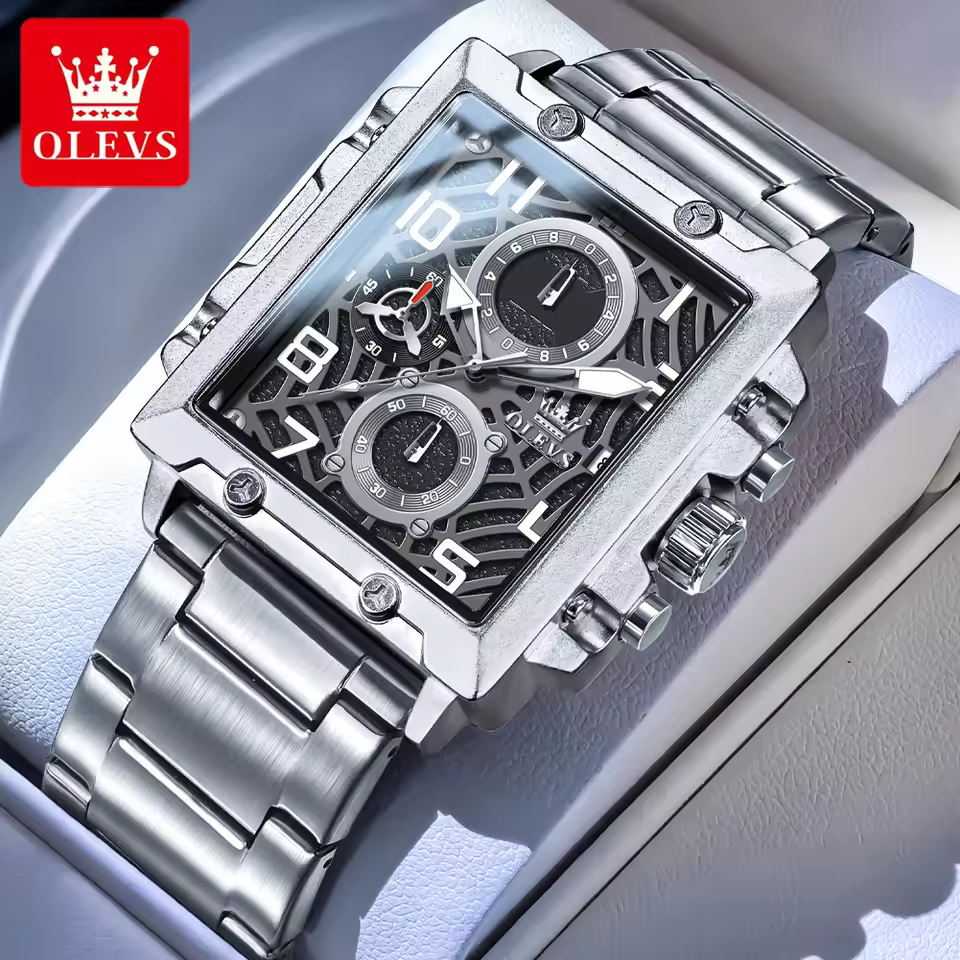 OLEVS 2958 Quartz Men's Watches Trendy Man Watch Waterproof Luminous Multifunctional Silver steel