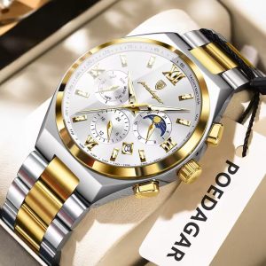 POEDAGAR 688 Luxury Business Man Wristwatch Original Luminous Date Watch T/Whit