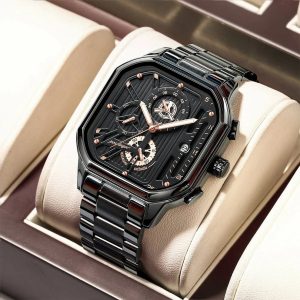 Poedagar 628 Quartz Stainless Strap Minimalist Wrist Watches for Men’s Color : Black