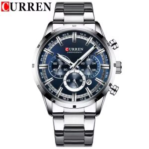 CURREN 8355 New Fashion Watches Stainless Steel Top Luxury Mens Sports Chronograph Quartz Watch Blue