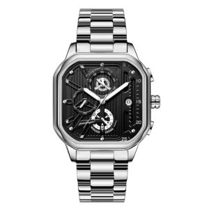 Poedagar 628 Quartz Stainless Strap Minimalist Wrist Watches for Men’s , Color : Silver