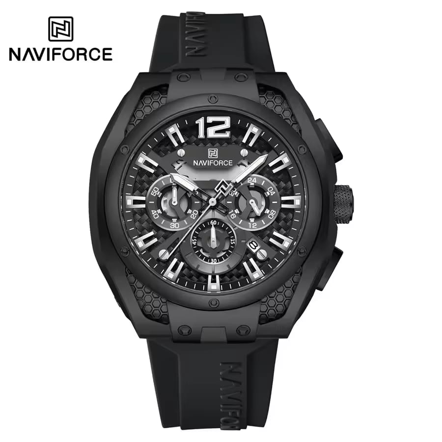 NAVIFORCE NF8063 Men’s Quartz Chronograph Watch Color: B/B/B