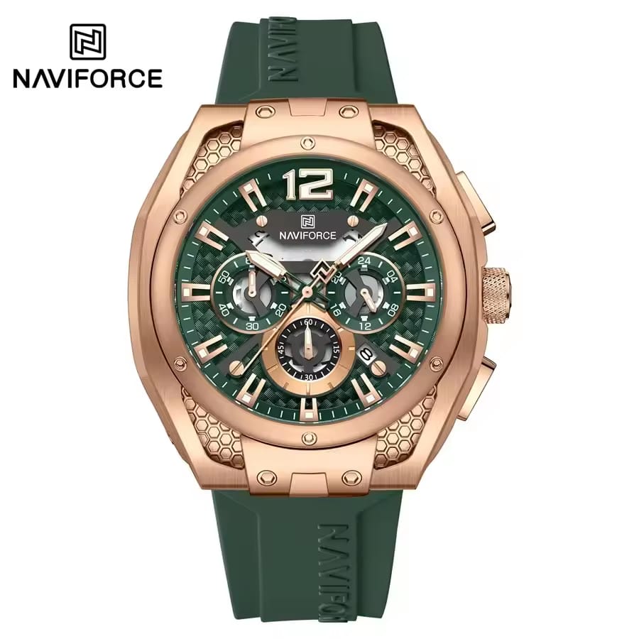 NAVIFORCE NF8063 Men’s Quartz Chronograph Watch Color: RG/GN/GN