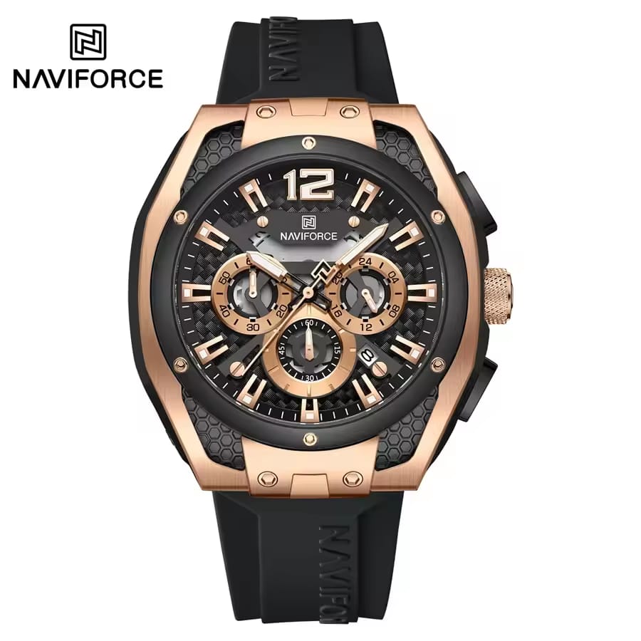 NAVIFORCE NF8063 Men’s Quartz Chronograph Watch Color : RG/B/B