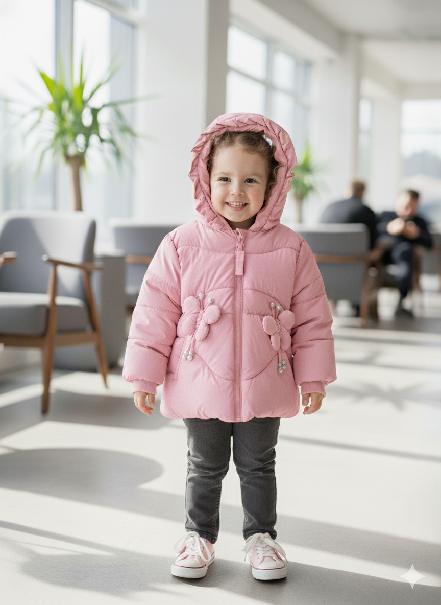 Anti-season clearance girls’ 100% Polyester jacket children 6 month to 4 years old female baby fashion Color : pink