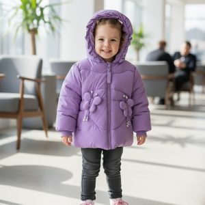 Anti-season clearance girls' 100% Polyester jacket children 6 month to 4 years old female baby fashion Color : Purple