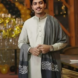 Premium Arabic Calligraphy Shawls Color : Dark Grey