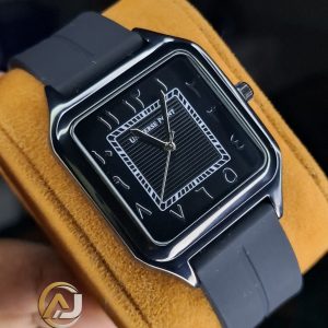 Universe Point watch with Arabic numerals and a silicone strap Color : Black /Black