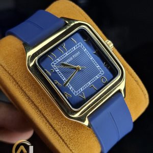Universe Point watch with Arabic numerals and a silicone strap Color : Gold / Blue
