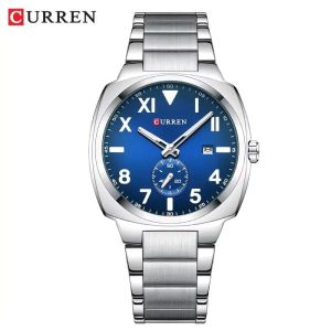 CURREN 8472 Casual Fashion Quartz Luminous Men’s Watch- Silver Blue