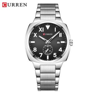 CURREN 8472 Casual Fashion Quartz Luminous Men’s Watch- Silver Black