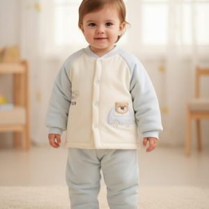 Winter Baby Thermal Intimates Set Baby Cartoon Autumn Clothes and Long Trousers Kidsren’s Velvet Two-piece Set Thickeneded Base Layer color : SKY