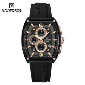 Naviforce 6101 NF6101 Branded Watches Mens Style - Black Rose Gold