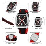 A composite image showing the SKMEI 9364 watch from multiple angles, highlighting the case, dial, band, and clasp details.