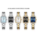 The CURREN 9102 Women's Stainless Steel Watch shown in all available color combinations, including silver and two-tone options.