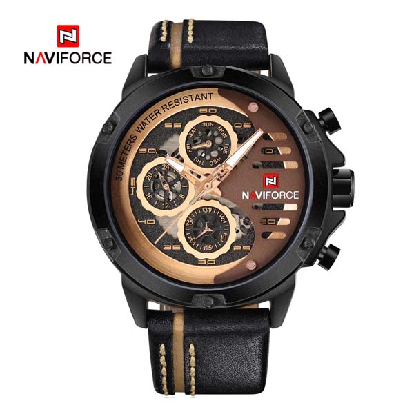 An infographic detailing the product features of the Naviforce 9110 watch,