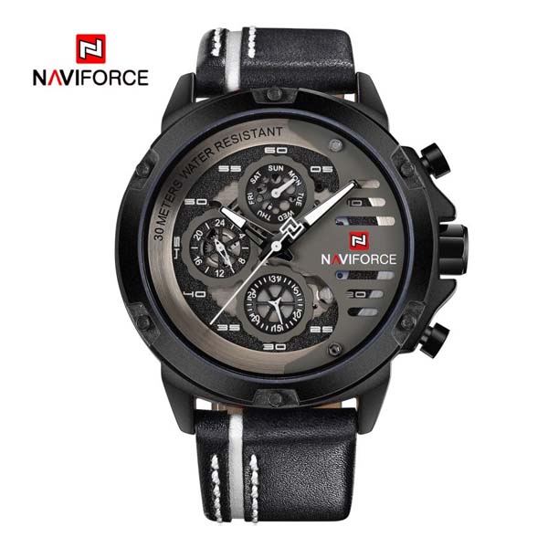 An infographic detailing the product features of the Naviforce 9110 watch,