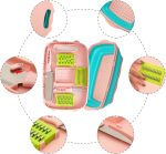 A diagram showcasing the various attachments and features of the pink and teal Multi Functional Slitting Planer.