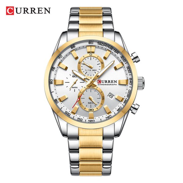 CURREN 8445 Luxury Brand Watch for Men-Silver & gold