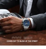 CURREN 8445 Luxury Brand Watch for Men-Silver & blue - Image 2