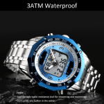 SKMEI 1493 Quartz Digital Electronic Men Watch color: silver /Blue - Image 3