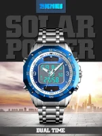 SKMEI 1493 Quartz Digital Electronic Men Watch color: silver /Blue