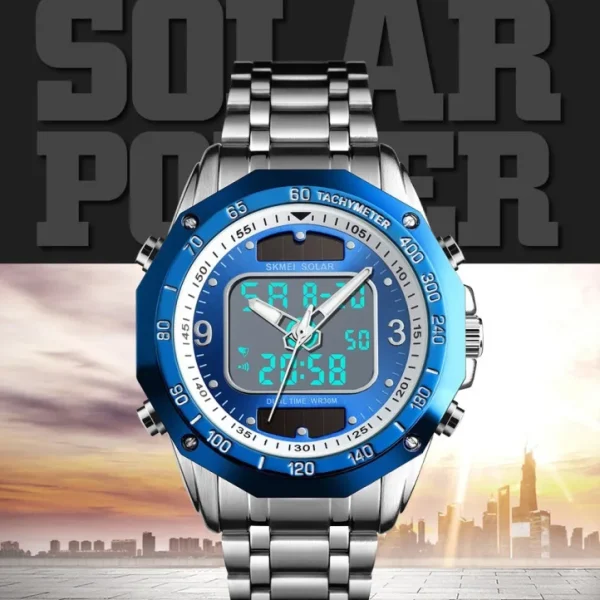 SKMEI 1493 Quartz Digital Electronic Men Watch color: silver /Blue