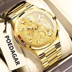 POEDAGAR 834 Luxury Fashion Chronograph Men’s Quartz Watch color : Gold Gold