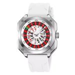 SKMEI 9379 Rotating Poker Dial Silicone Wrist Watches Quartz Waterproof Men Watch color : Sliver