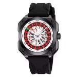 SKMEI 9379 Rotating Poker Dial Silicone Wrist Watches Quartz Waterproof Men Watch color : Black