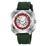 SKMEI 9379 Rotating Poker Dial Silicone Wrist Watches Quartz Waterproof Men Watch color : green/ Sliver