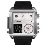 Skmei1584 fashion men watch sports leather quartz waterproof digital color : black /silver