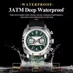 POEDAGAR 838 Luxury Fashion Men’s Quartz Watch – Silver Green - Image 4